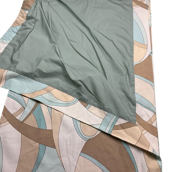 Vintage 70s/80s light aqua geometric lined curtain panels 45 x 81 set of two - Picture 8 of 8